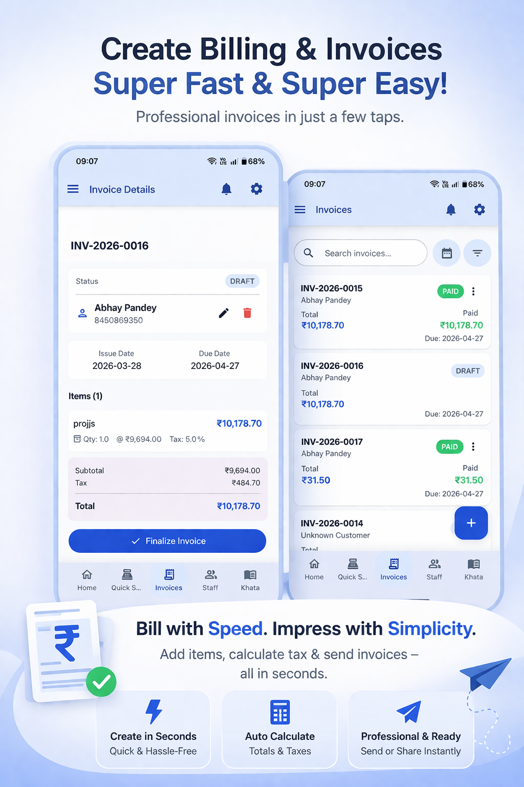 Ledgerly billing and invoice app preview